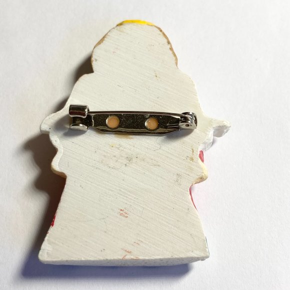 Vintage Christmas Angel Pin Brooch Red Green White Resin Halo Painted Wings - Picture 2 of 4